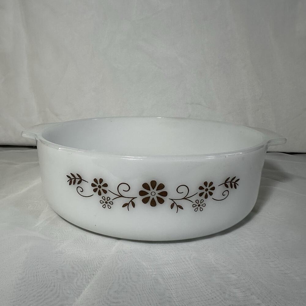 Vintage Termocrisa Dynaware Brown Daisy 10” Glass Casserole Dish